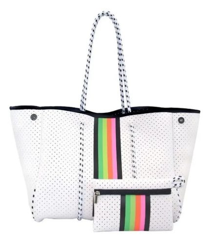 Cartera De Hombro Taylin Estilo Tote Blanco Y Verde