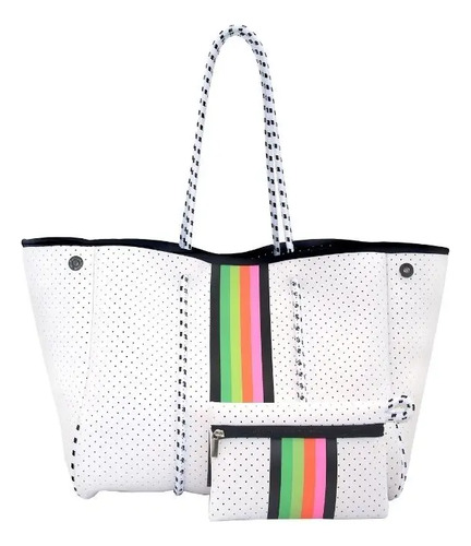 Cartera De Hombro Taylin Estilo Tote Blanco Y Verde
