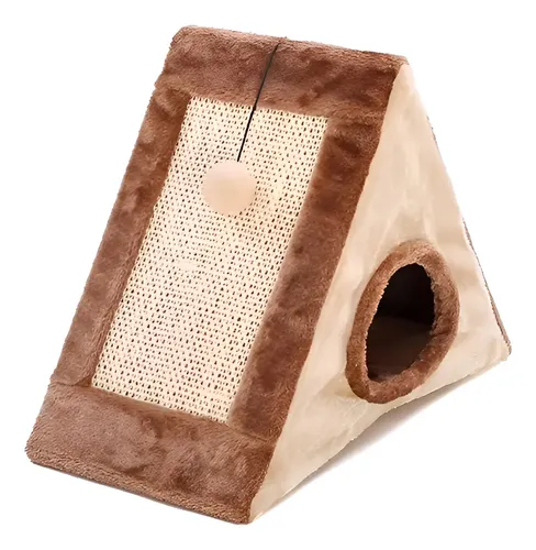 Rascador Triangulo Y Casita Para Jugar Con Colgante Talla L