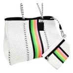 Cartera De Hombro Taylin Estilo Tote Blanco Y Verde - Imagen 2
