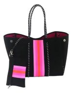 Cartera De Hombro Taylin Estilo Tote Negra Y Fucsia - Imagen 2