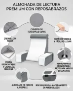 Almohada De Lectura Con Brazos - Respaldo Para Cama Y Sillón - Imagen 5