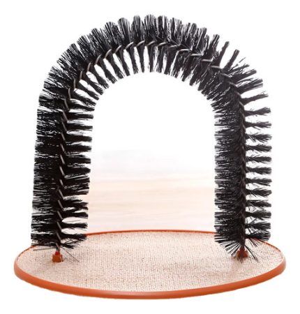 Arco Cepillo Rascador Para Cuerpo Gatos Con Base Alfombrada