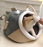 Cama Nido Semi-cerrada Para Gatos Diseño Pez Linterna - Imagen 4