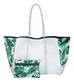 Cartera De Hombro Taylin Estilo Tote Blanco Y Verde - Imagen 3