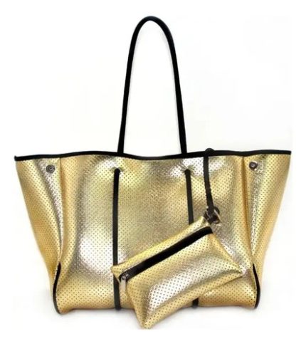 Cartera De Hombro Taylin Estilo Tote Dorada Y Plateada