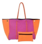 Cartera De Hombro Taylin Estilo Tote Naranja Y Fucsia