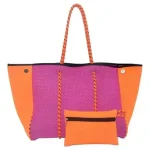 Cartera De Hombro Taylin Estilo Tote Naranja Y Fucsia