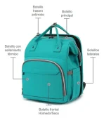 Mochila Maternal 15.6 Con Cuna Integrada E Impermeable - Imagen 14