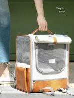 Mochila Con Cuero Para Transporte De Mascotas - Imagen 2