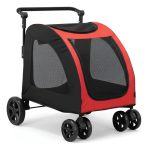 Coche transportador de mascotas rojo plegable de 125 cm