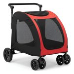 Coche transportador de mascotas rojo plegable de 125 cm