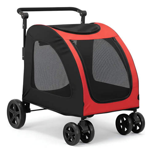 Coche transportador de mascotas rojo plegable de 125 cm
