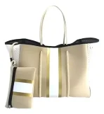 Cartera De Hombro Taylin Estilo Tote Dorada Y Plateada - Imagen 6