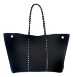 Cartera De Hombro Taylin Estilo Tote Negra Y Fucsia - Imagen 4