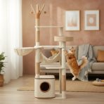 Rascador Torre Para Gatos De 4 Niveles Sisal Imitación Lino - Imagen 4