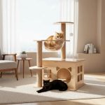 Torre Rascador Para Gatos Madera 3 Niveles Cápsula Espacial
