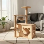 Torre Rascador Para Gatos Madera 3 Niveles Cápsula Espacial - Imagen 9