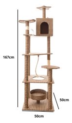 Torre Rascador Para Gatos Diseño Rayas Con 7 Niveles - Imagen 2