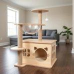 Torre Rascador Para Gatos Madera 3 Niveles Cápsula Espacial - Imagen 8